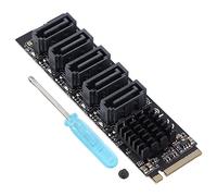 Adaptateur M.2 SATA, Carte d'extension PCIE vers SATA avec chipset JMB585, Carte d'extension M.2 M-Key 5 Ports SATA 3.0 6 Gbps pour l'extension des disques durs SSD des PC de Bureau.
