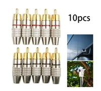 Adaptateur mÃ¢le RCA dorÃ© 10 piÃ¨ces, connecteur sans soudure pour Audio vidÃ©o CCTV IP camÃ©ra de sÃ©curitÃ© cÃ¢ble Coaxial convertisseur de soudure