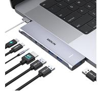 Adaptateur Macbook Air/Pro, Adaptateur Mac avec Thunderbolt 3 PD 100W, Dock USB C 7 en 1 avec 4K HDMI, 3 USB 3.0 et 3,5 mm Audio