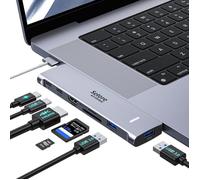 Adaptateur Macbook Pro/Air Hub USB C 7 en 2 avec 4K HDMI,Thunderbolt 3 et USB-C 100W,2 USB 3.0,USB C 3.0,Lecture de Carte SD/T