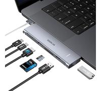 Adaptateur MacBook USB C pour MacBook Pro/Air, 7 en 2, avec port Thunderbolt 3, HDMI 4K, PD 100 W, USB C et 2 USB A 3.0, Micro SD & SD, accessoires MacBook Pro Air 2024 2023, 13", 15", 16"