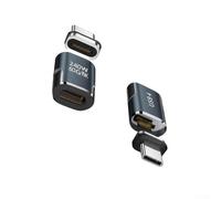 Adaptateur magnétique de type C avec alimentation Pd240w et vitesse de transfert de données de 80 Go pour ordinateurs portables, tablettes, téléphones - Connecteur en alliage d'aluminium noir