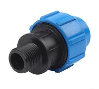 Adaptateur mâle pour tuyaux en polyéthylène dans les systèmes d'eau potable avec joint à vis et méthode de fixation de serrage (20 mm x 1,27 cm)