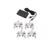 Adaptateur manette Gamecube sur Nintendo Wii U, Switch et PC + 4 manette Game cube Blanc