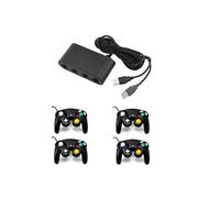 Adaptateur manette Gamecube sur Nintendo Wii U, Switch et PC + 4 manette Game cube Noir