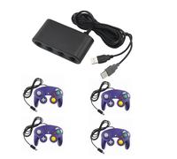 Adaptateur Manette Gamecube Sur Nintendo Wii U, Switch Et Pc + 4 Manette Game Cube - Violet