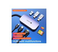 Adaptateur MC808 8 in 1 Type-C HUB pour MacBook Air MateBook13/13s/14/14s/16 Gris Marque de l'écosystème Xiaomi