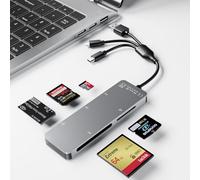 Adaptateur Memory Stick Pro Duo 5-en-1 en Aluminium Lecteur de Cartes SD/TF/CF/MS/XD pour PC/Android/Appareil léger, Lightning+USB A+USB C Lecteur Memory Stick Pro Duo pour iPhone