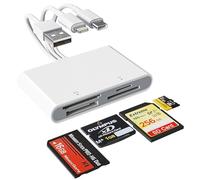 Adaptateur Memory Stick Pro Duo, Lecteur de Cartes mémoire 4 en 1 USB A/USB C/Lightning vers SD/MS/Micro SD/XD pour Adaptateur d'appareil Photo Trail Game Camera Viewer pour iPhone iPad MacBook