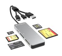 Adaptateur Memory Stick Pro Duo pour iPhone/Téléphone Portable/Ordinateur - Lecteur de Carte MS TF CF XD SD 5 en 1 en Aluminium, 3 en 1 USB 3.0 + Lightning + USB C Lecteur de Carte