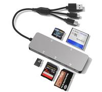 Adaptateur Memory Stick Pro Duo pour iPhone/USB C/PC 5 en 3 - Aluminium SD/TF/CF/MS/XD, lecteur de cartes mémoire, lecteur de cartes mémoire USB C Lightning OTG Memory Stick Pro Duo Reader pour iOS