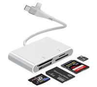 Adaptateur Memory Stick Pro Duo pour Lightning/USB-C - Lecteur de cartes mémoire multiple 4 en 1 pour cartes SD/Micro SD/MS/xD-Picture, Sony Memory Stick Pro Duo Reader OTG Adaptateur, Plug & Play