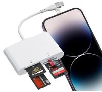 Adaptateur Memory Stick Pro Duo USB C/Lightning, Lecteur de cartes 4 en 2 SD/MicroSD/MS/xD pour carte SD Sony Cybershot, Lecteur Memory Stick Pro Duo pour iPhone 17/16/14/Macbook/iPad/PC/Ordinateur