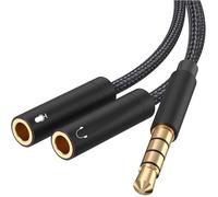 Adaptateur Micro Casque, Câble Audio Splitter Jack 3.5Mm Mâle À Double 3.5Mm Femelle Micro Casque Câble Plaqué Or Compatible Av