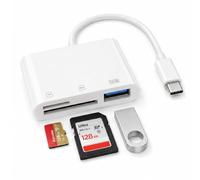Adaptateur Micro SD USB C 3-en-1, Lecteur de Carte SD avec Port USB 3.0 Haute Vitesse, pour Voyage/Photo/Bureau, Compatible avec iPhone 17/16/15 Pro/Pro Max, iPad, MacBook, Samsung Galaxy