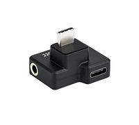 JJC Adaptateur USB C & Jack Audio 3,5 mm pour caméra d'action DJI Osmo Sport, Prise TRS pour Micro Externe 3,5 mm + USB C pour Chargement de Batterie/Transfert de données