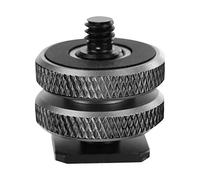 Adaptateur Microphone Double Couches, Montage Vis 3 / 8" à 1 / 4" et Support Chaud Noir - Aluminium Robuste, Installation Facile, Connexion Accessoires Audio