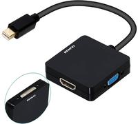 Adaptateur Mini Displayport 4K Hdmi/Dvi/Vga, 3-En-1 Convertisseur Mini Dp (Thunderbolt) Pour Macbook Air, Mac Mini, Microsoft Surface Pro 3/4[Z2180]