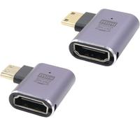 Adaptateur Mini Hdmi Vers Hdmi À Angle Droit Et Gauche 90 Degrés, 48Gbps High Speed 2.1 Extender Mâle À Femelle, 8K 4K Avec Led, 2Pcs[GBP6276743]