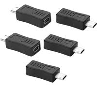 Adaptateur Mini USB vers Type C Adaptateur USB 2.0 Type C Mâle vers Mini USB 5-Pin Femelle Adaptateur 480Mbps Data for Laptop Digital Camera MP3 Player GPS 5Pcs