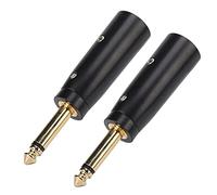 Adaptateur Mono XLR 2 Pièces, Métal Noir Doré 8,3x1,8 cm - Connecteur Audio Durable Anti - Oxydation pour Mixeurs Microphones