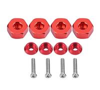 Adaptateur moyeu de Voiture RC, 4Pcs 6mm à 12mm Adaptateur de moyeu de Roue en Alliage d’Aluminium Accessoires pour WPL 1634 RC Camion RC(Red)