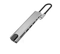 Adaptateur Multi-Port USB C 8 en 1, Type C vers HDMI 4K /USB3.0/USB-C/RJ45/SD/TF Lecteur de Carte d'extension USB-C Hub Compatible avec MacBook Pro,iMac, Chromebook