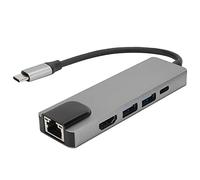Adaptateur Multi-Ports pour hub USB C, dongle de Type C en Alliage d'aluminium avec HDMI 4K, Ethernet Gigabit, hub USB C 5 en 1 pour Ordinateur Portable, Transfert et Chargement