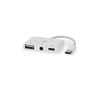 Adaptateur Multi-Ports USB USB 2.0 USB-C Femelle USB-A Femelle / USB-C Femelle / 3.5 mm Femelle 480 Mbps Blanc
