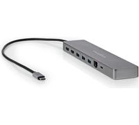 Adaptateur Multi-Ports USB | USB 3.2 Gen 1 | USB-C™ Mâle | Micro SD / RJ45 Femelle / SD / 2x HDMI™ / 2x USB-C™ / 3x USB-A Femelle | 0.40 m | Rond | Plaqué or | TPE | Anthracite | Boîte