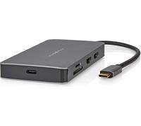 Adaptateur Multi-Ports USB | USB 3.2 Gen 1 | USB-C™ Mâle | Micro SD / RJ45 Femelle / SD / USB-C™ Femelle / 2x HDMI™ / 2x USB-A Femelle | 5 Gbps | 0.20 m | Rond | Plaqué or | PVC | Anthracite | Boîte