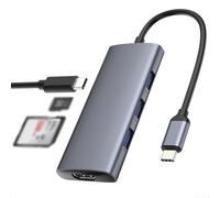 Adaptateur multifonction 7 en 1 de type C, station d'accueil, compatible HDMI, USB 3.0, pour SD, TF, 10 x 5 x 3 cm