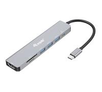 Equip 133494 USB-C 7 en 1 Adaptateur Multifonction HDMI 4K/60Hz, USB 3.2 Gen1x3, TF/Micro SD, 100W USB PD