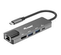 Equip 133489 USB-C 5 en 1 Adaptateur Multifonctions HDMI Gigabit LAN USB 3.2 GEN1 100W USB PD