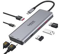 Adaptateur multimédia double de type C avec double HDMI 4K VGA, USB-C PD, Gigabit Ethernet, lecteurs de cartes SD/TF, USB 3.0 - Compatible avec MacBook Pro 2019, MacBook Air 2020, Mac Mini 2020