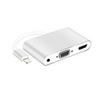 Adaptateur multiport compact Lightning vers HDMI avec port USB 3.0 et charge USB-C PD pour une duplication d'écran instantanée et une alimentation