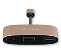 Adaptateur multiport de charge LMP USB-C (m) vers VGA et USB 3.0 (f) et USB-C, aluminium, or
