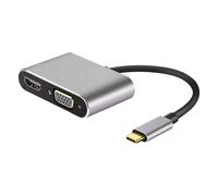 Adaptateur multiport d'interface Multi-C à HD, Port de Charge VGA 4K HD Port USB3.0-4K UHD Male à Un convertisseur vidéo Multi-désappréciation féminin - HDTV 4-en-1 moyeu multiport pour théâtres à d
