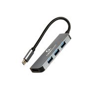 Adaptateur Multiport Gembird A-CM-COMBO2-01 USB Type-C vers 3x USB 3.2 Gen 1 Type-A + 1x USB 3.2 Gen 1 Type-C + HDMI 2.0 4K@30Hz, Boîtier Métal Gris