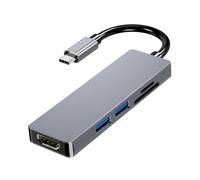 Adaptateur multiport USB 3.0 ultra-rapide avec sortie vidéo 4K, charge pas à pas pour MacBook Pro et Air, lecteur de cartes et large plage de