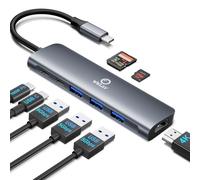 Adaptateur multiport USB C 8 en 1 avec HDMI 4K 60 Hz, 5 Gbit/s 3 ports USB 3.0, 100 W PD, port USB-C, lecteur de carte SD/TF, station d'accueil USB C portable pour MacBook Air/Pro, Dell XPS, Lenovo,