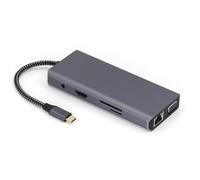 Adaptateur multiport USB C avec sortie HDTV VGA RJ45 Ethernet TF lecteur de carte TF 3,5 mm Station d'accueil pour PC Aluminium USB C