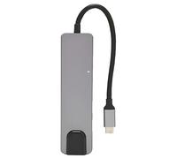 Adaptateur multiport USB C Hub Prolongateur USB alimenté 6 en 1 avec Interface multimédia HD 4K 30HZ Port de Charge Ethernet PD 100 Mbps 2 USB 3.0 en Alliage d'aluminium pour