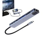 Adaptateur Multiport USB C Hub - Station D'accueil 8 En 1 Avec Hdmil 4K Et Ethernet, Finition En Aluminium Brossé Gris Sidéral, Transmission Haute Vitesse 5 Gbit/s + Port Réseau 100 M, Dissipation The