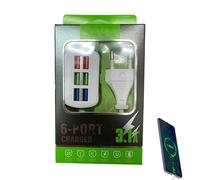 Adaptateur multiport USB, station de charge USB multiport - Bloc USB 6 ports - Station de charge de table avec rallonge de 1 m/3,28 pieds, voyage pour téléphone, tablette, ordinateur portable