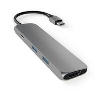 Adaptateur Multiports Slim avec Port HDMI 4K et Deux Ports USB-C Gris