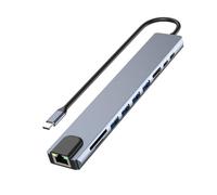 Adaptateur multiports USB C avec port rapide RJ45 PD100 W pour les professionnels en voyage