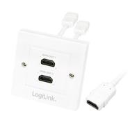 Adaptateur mural HDMI - LOGILINK - AH0015 - 2 ports - Plaqué or - Blanc