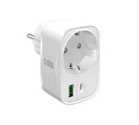 Adaptateur mural Schuko gigogne SBS Universal 20W USB-C PD + USB-A AFC 18W Blanc