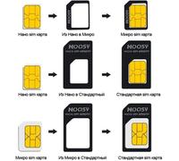 Adaptateur Nano Sim Card 4 en 1 Micro iPhone HTC SAMSUNG Noosy noir